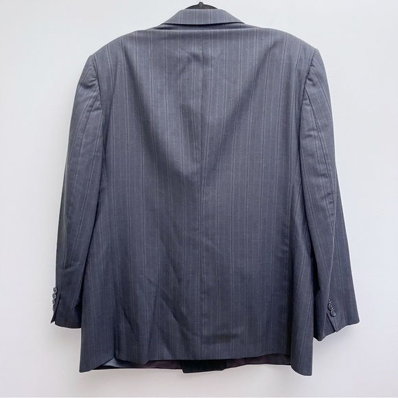 Burberry Vintage Wool Grey Pinstripe Double Breasted Suit Coat Jacket 44R - Picture 12 of 13